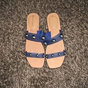 Transparent blue and sliver sandals